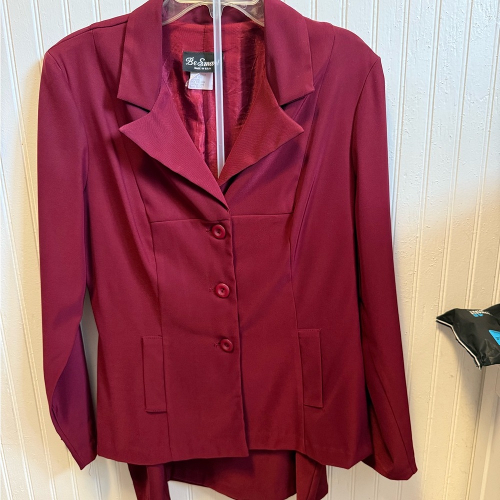 Women's Elegant Maroon Suit with Blazer and Skirt